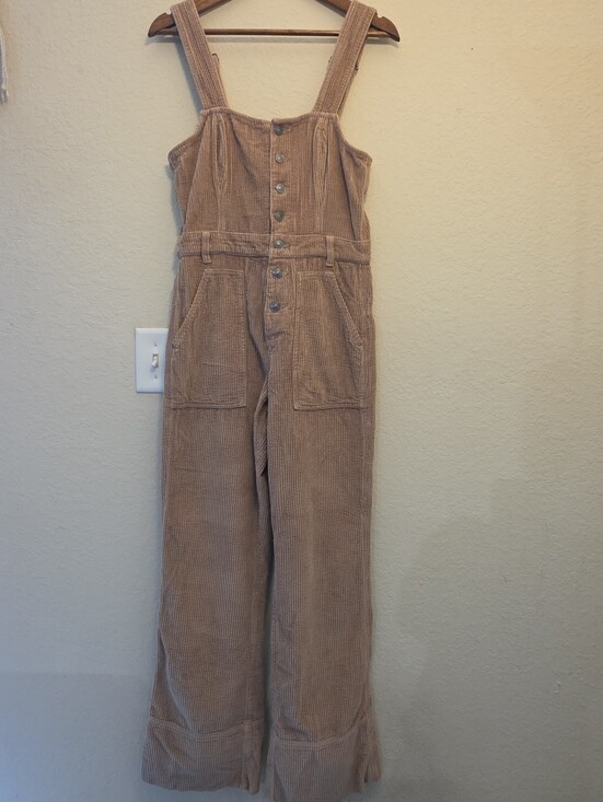 aerie Pants - NWT Aerie Corduroy Jumpsuit Womens Small Tan Button Front Retro Style Streetwear